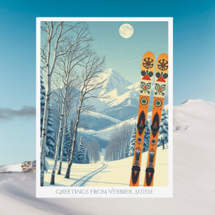 Carte postale de ski Verbier Val de Bagnes Suisse