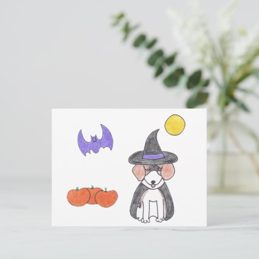 Carte postale de sorcière Beagle (Debout devant)