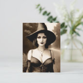 Carte postale de sorcière d'Halloween hantée (Debout devant)