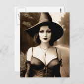 Carte postale de sorcière d'Halloween hantée (Devant / Derrière)