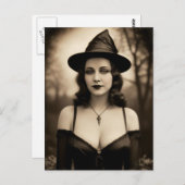 Carte postale de sorcière d'Halloween hantée (Devant / Derrière)