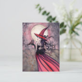 Carte postale de sorcière et de hibou (Debout devant)