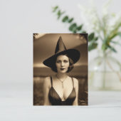 Carte postale de sorcière Halloween hantée (Debout devant)