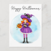 Carte postale de sorcière Halloween joyeux (Devant)