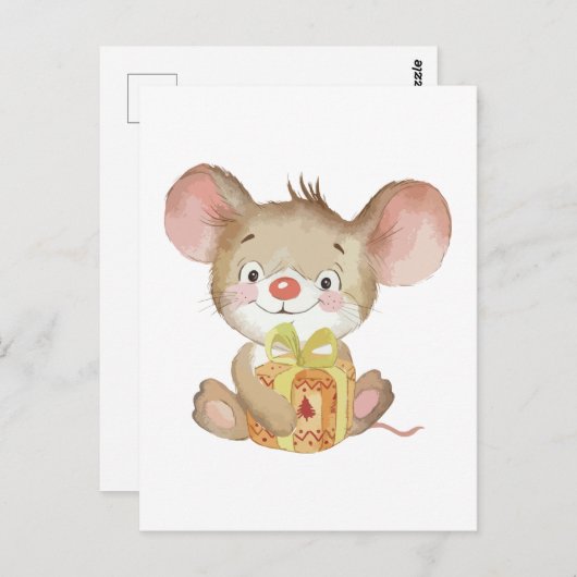Carte postale de souris de Noël mignonne (Devant / Derrière)