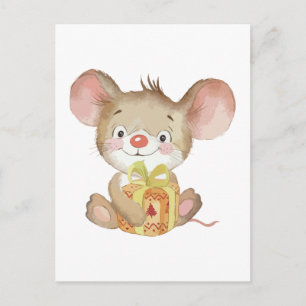 Carte postale de souris de Noël mignonne
