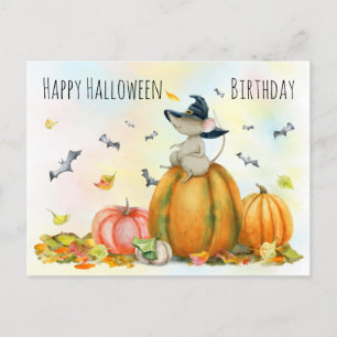 Carte postale de souris sorcière mignonne d'Hallow