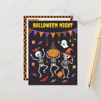 Carte postale de squelettes dansants pour la nuit