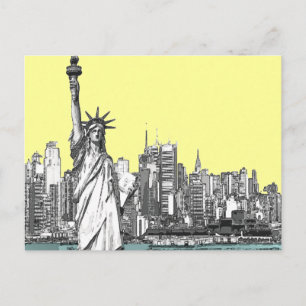 Carte postale de style croquis de la statue de la 