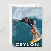 Carte postale de style rétro Surf Sri Lanka Ceylan (Devant / Derrière)