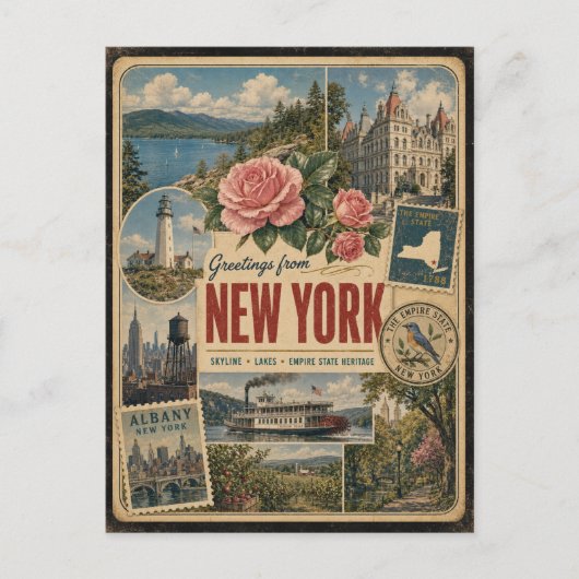 Carte postale de style vintage authentique de New (Devant)