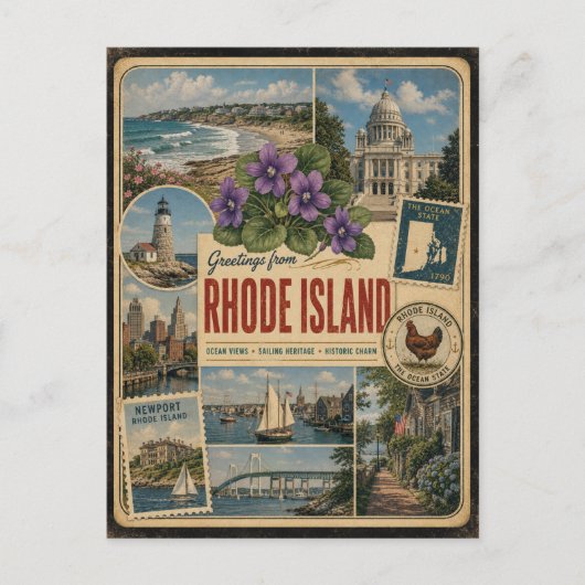Carte postale de style vintage authentique de Rhod (Devant)