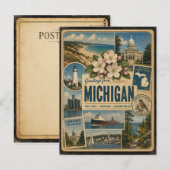 Carte postale de style vintage authentique du Mich (Devant / Derrière)