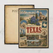 Carte postale de style vintage authentique du Texa (Devant / Derrière)