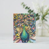 carte postale de style vitrail Tiffany Paon (Debout devant)