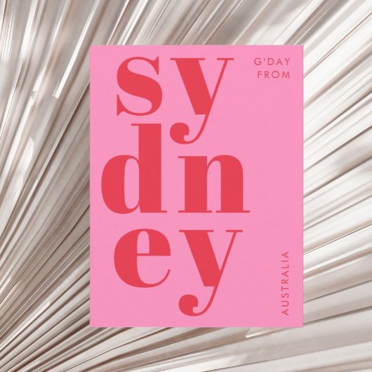 Carte postale de Sydney Australie typographie roug