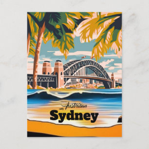 Carte postale de Sydney, carte de ville dessinée à