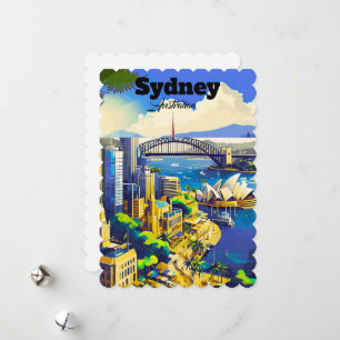 Carte postale de Sydney, carte de ville dessinée à