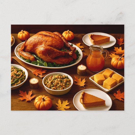 Carte postale de table de fête de Thanksgiving (Devant)