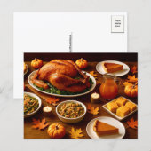 Carte postale de table de fête de Thanksgiving (Devant / Derrière)