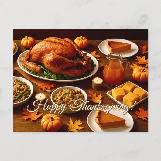 Carte postale de table de fête de Thanksgiving (Devant)