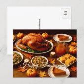 Carte postale de table de fête de Thanksgiving (Devant / Derrière)