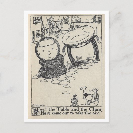 Carte postale de table et de chaise d'illustration (Devant)