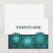 Carte postale de table Steampunk, sarcelle (Devant / Derrière)