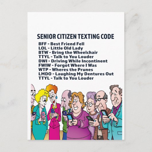 Carte postale de textos drôles pour seniors (Devant)