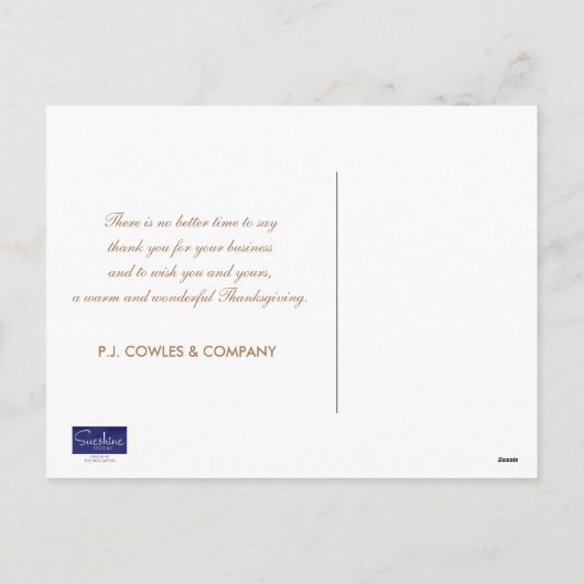 Carte postale de Thanksgiving (Dos)