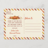 Carte postale de Thanksgiving Airmail Glitter Pump (Dos)