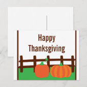 Carte postale de Thanksgiving Citrouille Automne (Devant / Derrière)