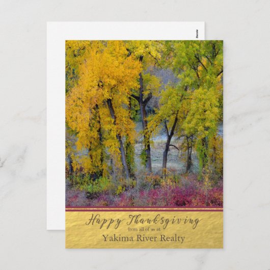 Carte postale de Thanksgiving d'automne Trees de t (Devant / Derrière)