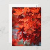 Carte postale de Thanksgiving / Feuilles rouges d' (Devant / Derrière)