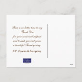 Carte postale de Thanksgiving pour les affaires /  (Dos)