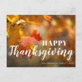 Carte postale de Thanksgiving pour les feuilles d' (Devant)