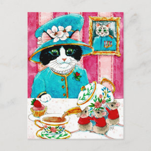 Carte postale de thé à la souris Queen Elizabeth C