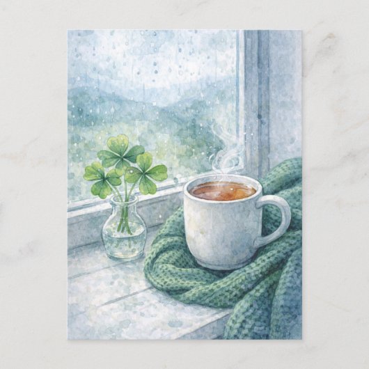 Carte postale de thé cosy pour la Saint-Patrick (Devant)