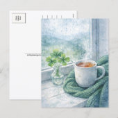 Carte postale de thé cosy pour la Saint-Patrick (Devant / Derrière)