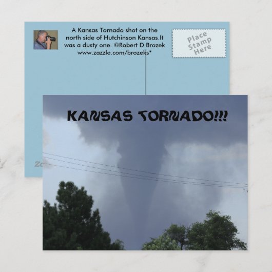 Carte postale de tornade du Kansas (Devant / Derrière)