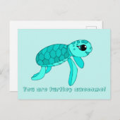 Carte postale de tortue de mer cool Turtley (Devant / Derrière)