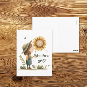 Carte postale de tournesol Cottagecore You Grow Gi