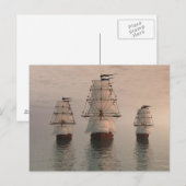 Carte postale de trois voiliers (Devant / Derrière)