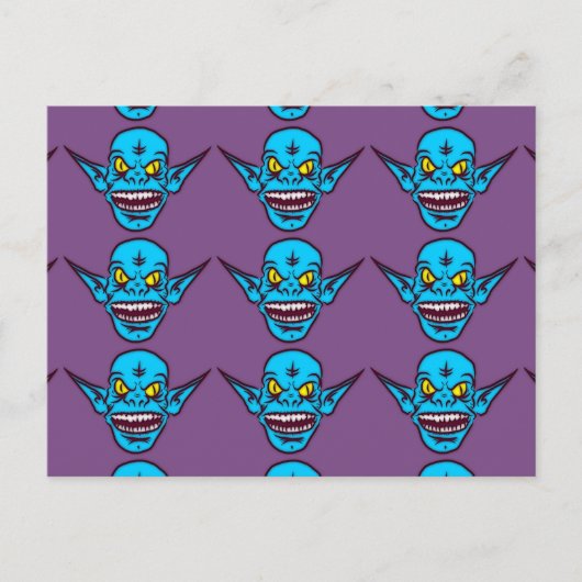 carte postale de troll démon zombie bleu (Devant)