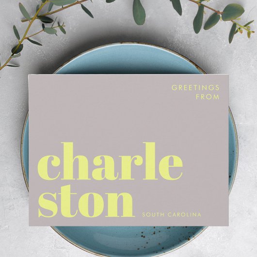 Carte postale de typographie de Charleston Carolin