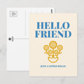 Carte postale de typographie florale Hello Friend (Devant / Derrière)