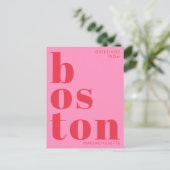Carte postale de typographie rouge rose de Boston  (Debout devant)