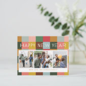 Carte postale de vacances à carreaux colorés (Debout devant)