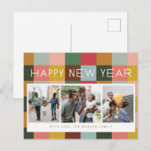 Carte postale de vacances à carreaux colorés (Devant / Derrière)