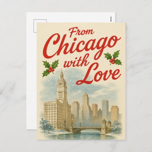 Carte postale de vacances avec amour de Chicago (Devant / Derrière)